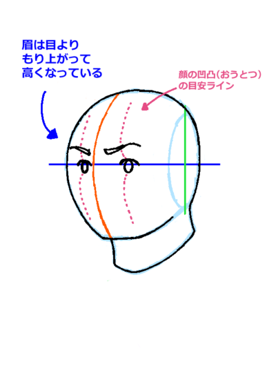 顔の凹凸を考えた眉の配置