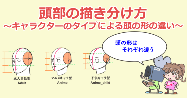 頭部の描き分け方～キャラクターのタイプによる頭の形の違い～